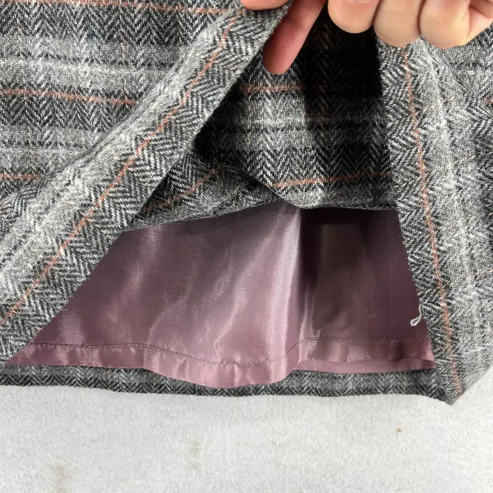 KGR Skirt Girl's 15/16 Wool Chevron Wool Tweed Straight Lined Gray Vintage_9
